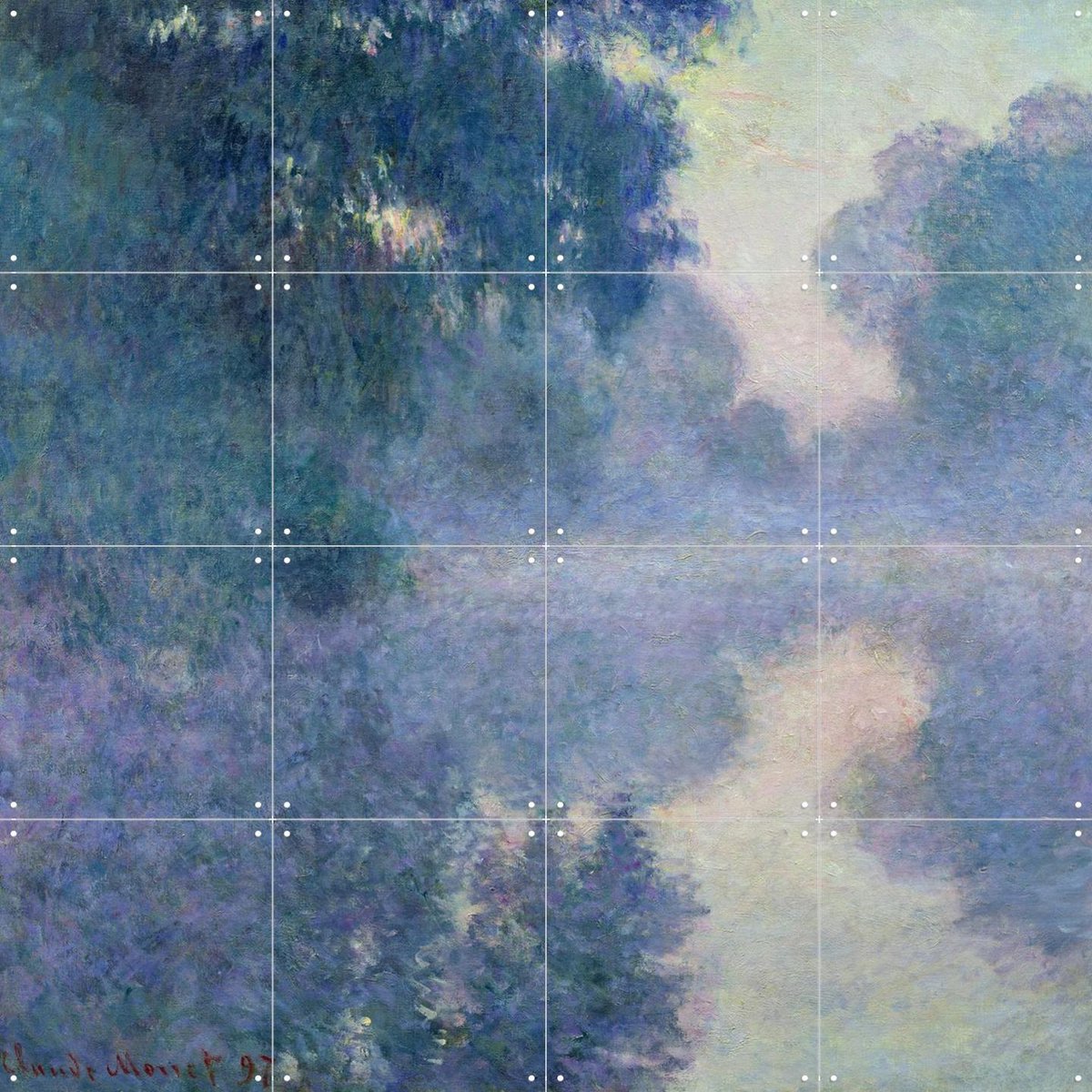 IXXI Branch of the Seine near Giverny, Claude Monet & Bridgeman Images - 80 x 80 cm - Gratis ophangtool - Grote wanddecoratie en posters - Klassiek,