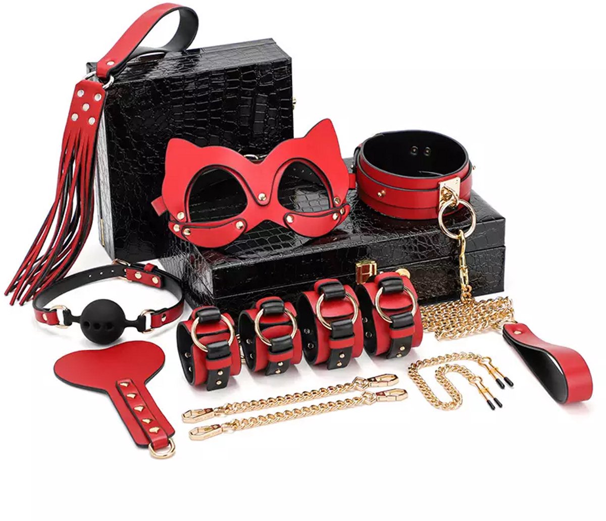 Dare to Undress – Fifty Shades of Grey – Luxe 8-delige BDSM Set met Opbergkoffer – Premium – BDSM Bondagesets - Valentijn Cadeau - Handboeien, Halsband, Masker, Gagbal & Zweep - Sex Toys voor Koppels - Seksspeeltjes voor mannen en vrouwen - Kinky