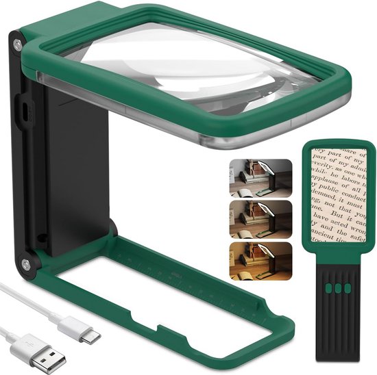 Meichoon Vergrootglas Bureaulamp 10x – 64 LED, 3 Kleurtemperaturen, Dimbaar, USB, Met Klem