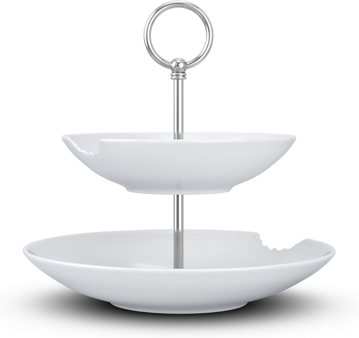 Etagere met 2 Treden voor Buffet en High Tea - Wit Porselein