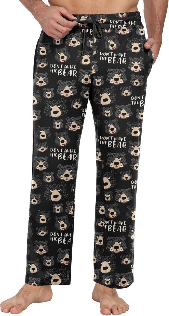 Comfortabele Heren Pyjamabroek Loungebroek met Zakken en Elastische Tailleband