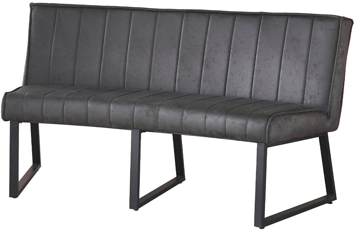 Lizzely Garden & Living Eetkamerbank Menzo ovaal 160cm zwart microvezel ovale eetbank