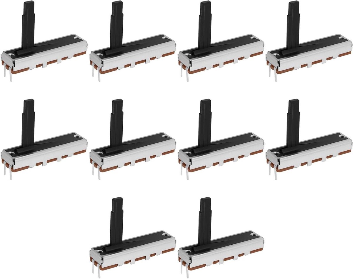 Allecto- Lineaire Slide Potentiometer - 3 Pin - Rechte Enkele - B100K - TV Luidsprekers - Mixer Aanpassen - 35x20mm - Geschikt voor Elektronica - Zwart