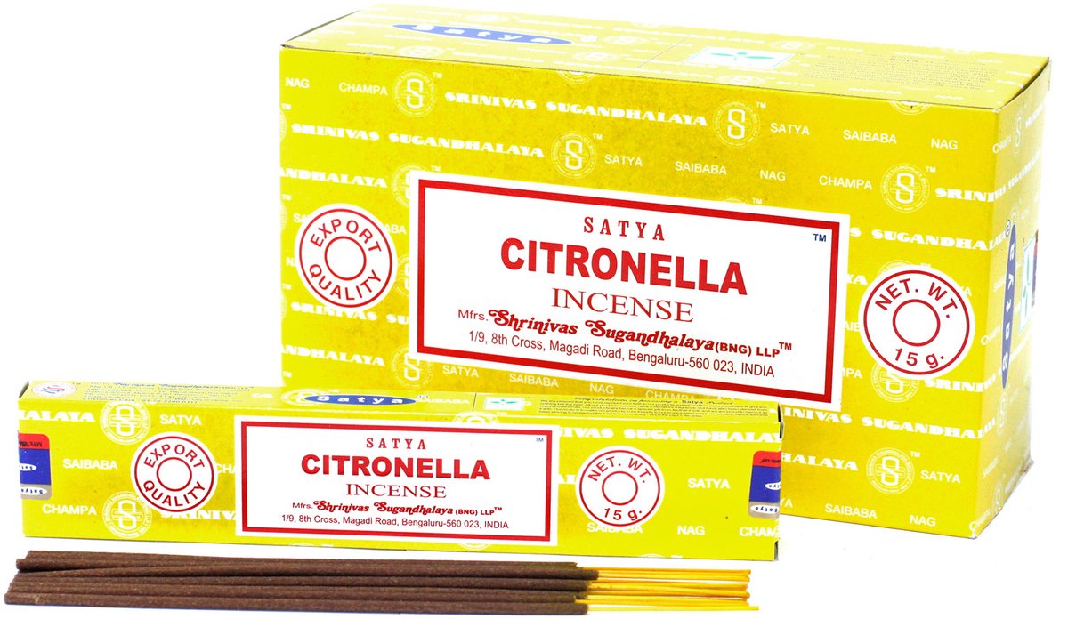 Satya - citronella - wierook - wierookstokjes - doos 12 pakjes van 15 gram