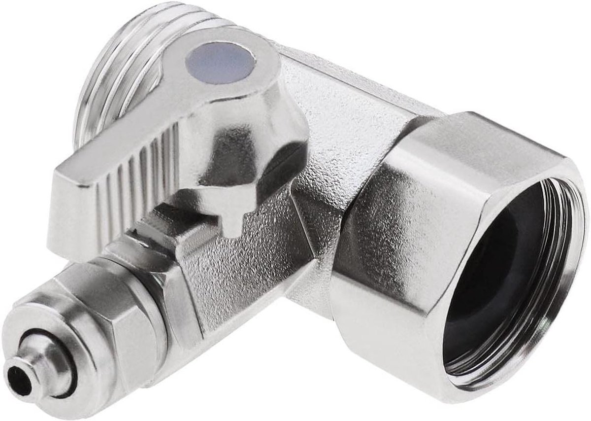Allecto - Tee Isolerende Klep - 1/2 Inch - Quick Connector - Globe Valve - Feed Water Adapter - Drinkwater Filtratie - Onder Gootstenen - Geschikt voor Buis - Vrouwelijke X Mannelijke - Kleur Zilver - Compatibel voor Merk - Allecto.