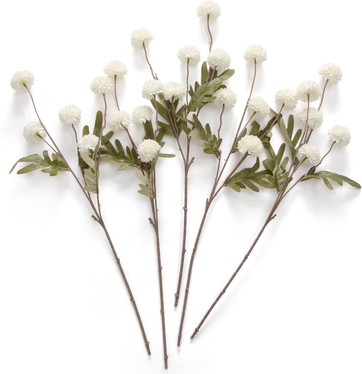 5x Kunstmatige Chrysant Bloemen Zijde Pompon Bloemen voor Bruiloft en Decoratie