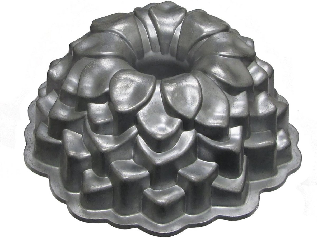 Gietijzeren Bakvorm Chrysant Bloem - 2,4 Liter - Zilver Kleur