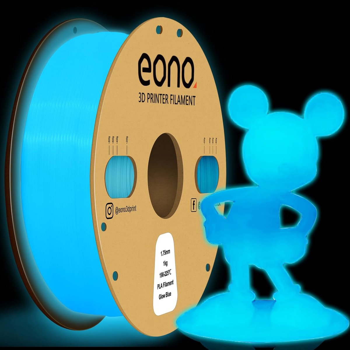 Gloeien in het Donker PLA Filament voor 3D-printer 1,75 mm Blauw 1kg