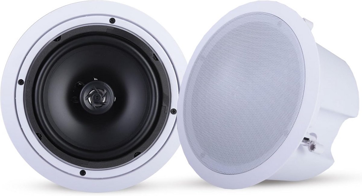 Inbouw Luidsprekers - Plafondspeakers - Home Entertainment - Draaibare Tweeter - 8 Inch Woofer - Wit