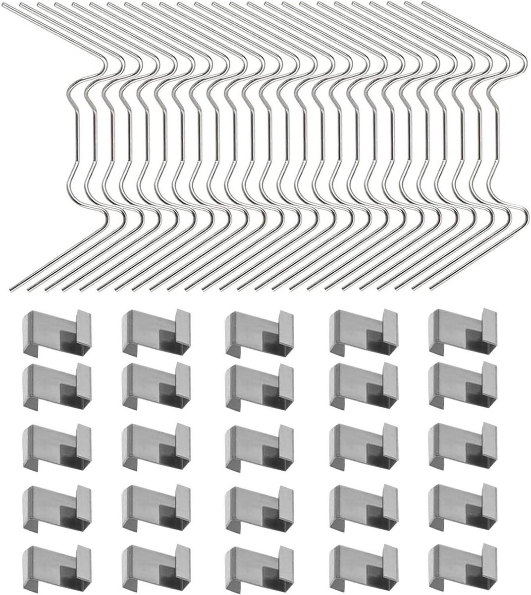 50 Stuks Kasbeglazing Clips Set: Z-Clips en W-Clips voor Maximale Bevestiging