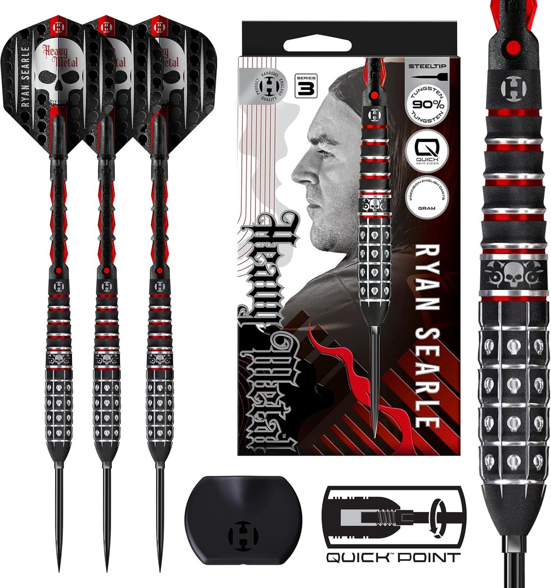 Tungsten Darts Set - Stalen Pijl Set - Precisie Werpen - Snel Wissel Systeem - 22 gram - Zwart