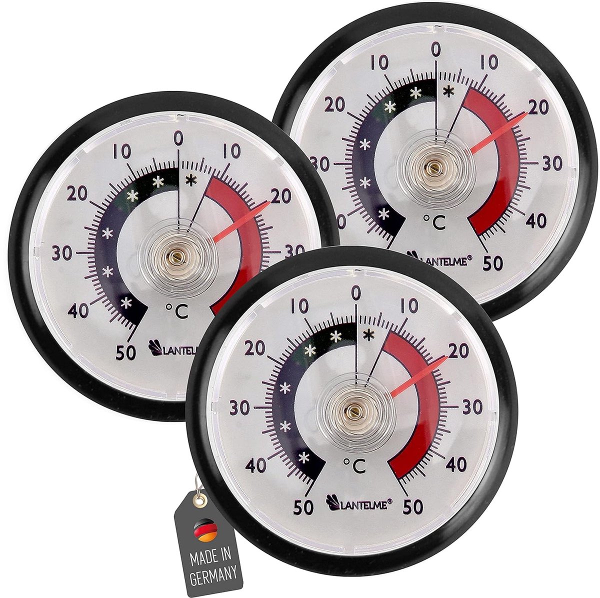 Set van 3 Analoge Koelkast- en Vriezerthermometers met Groot Meetbereik