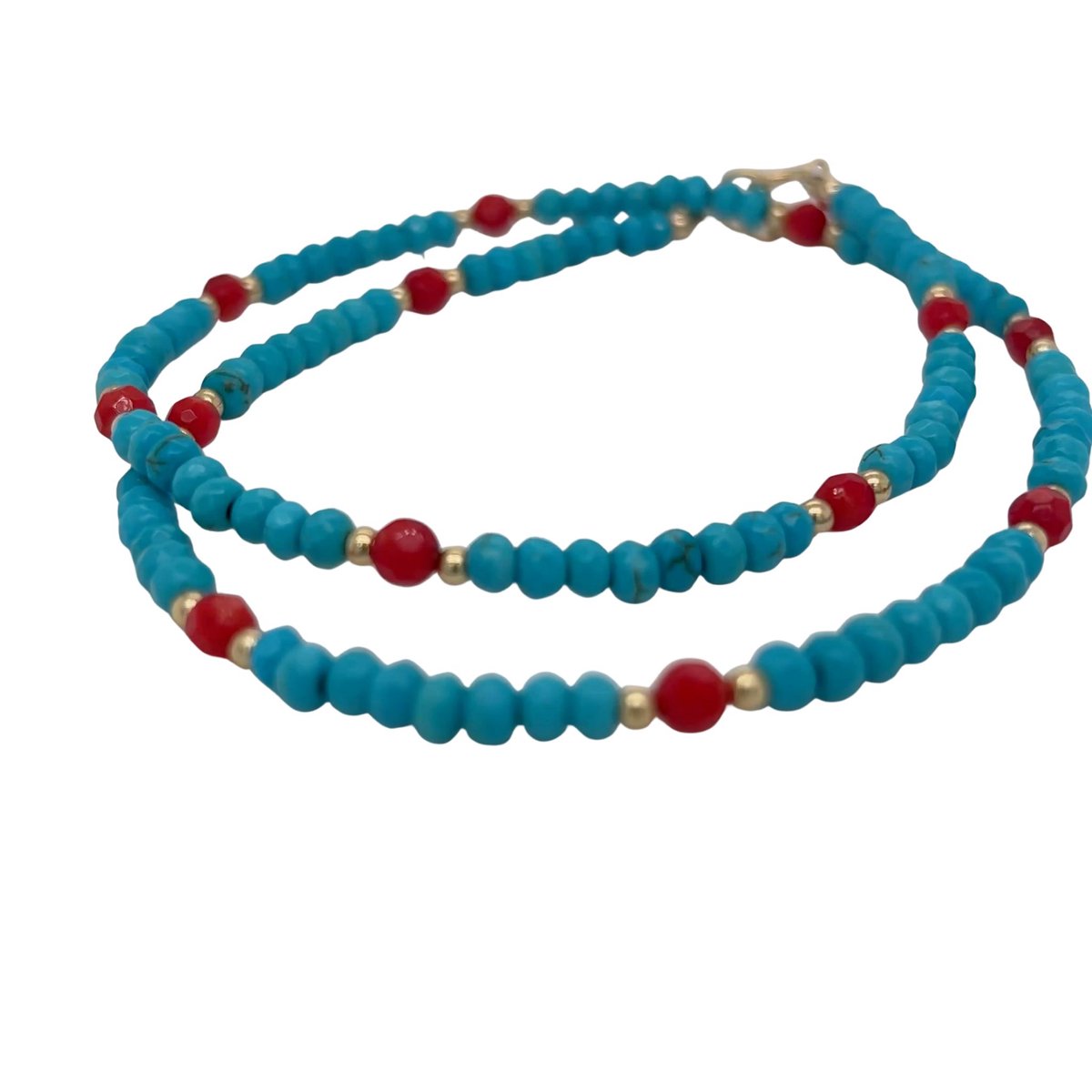 Pat's Jewels Ketting - Dames Ketting - Kralenketting - Edelsteen - Zomers - Turquoise - Rood