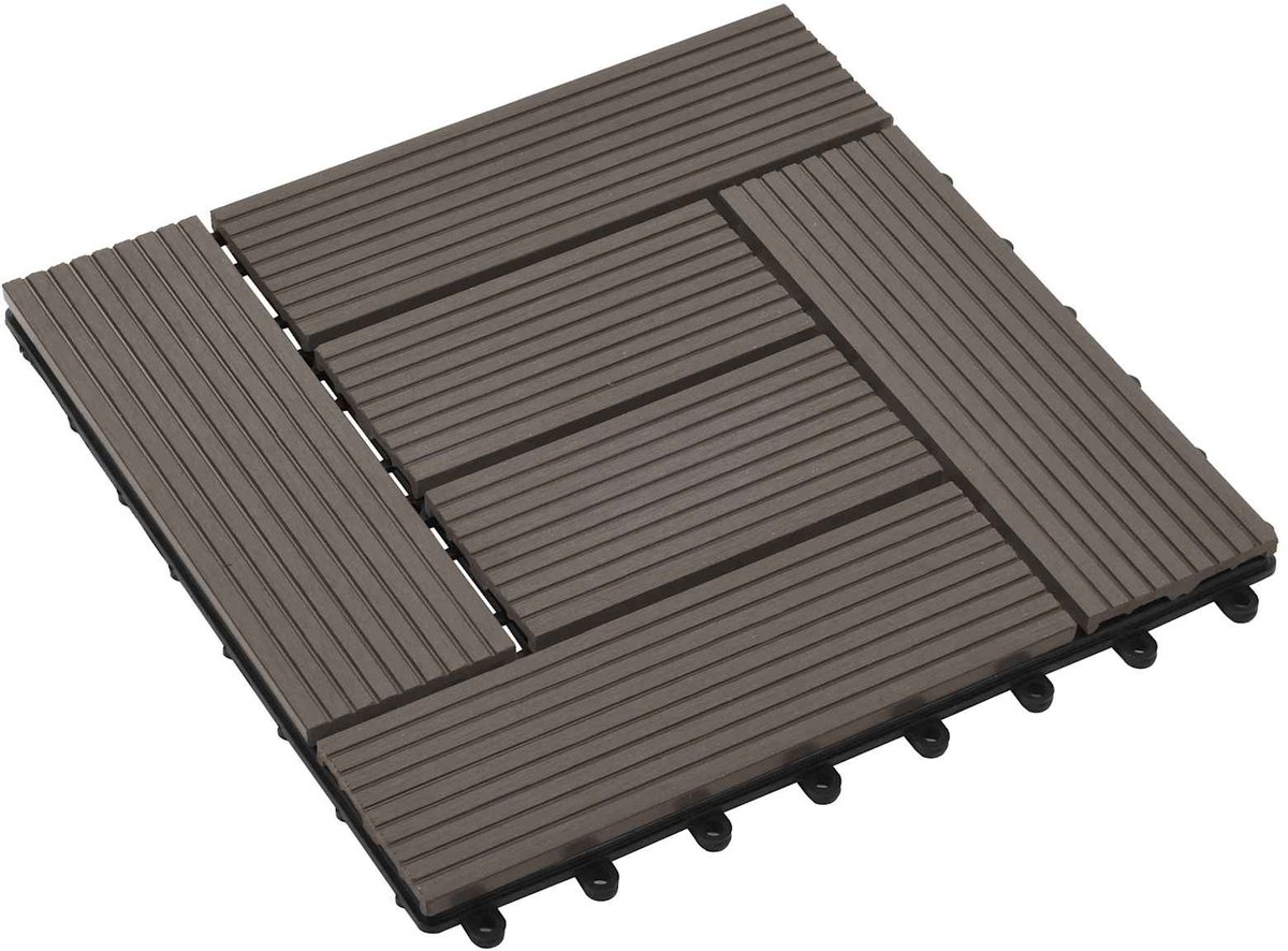 vidaXL - Terras - Tegel - 11 - pcs - Donkerbruin - 30 - x - 30 - cm - WPC