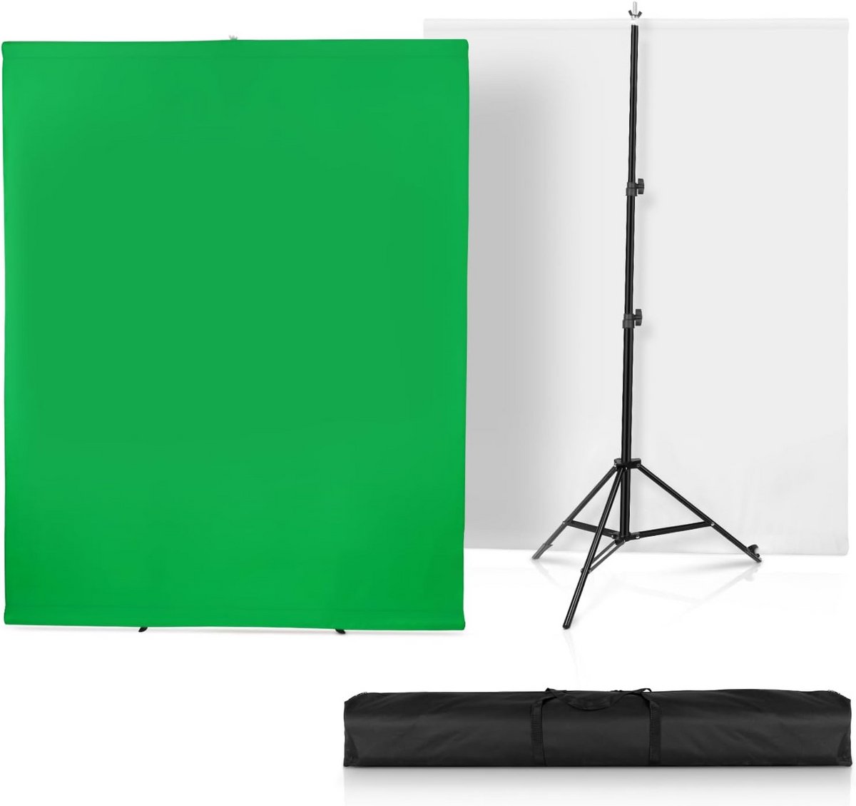 Inklapbare Achtergrondstandaard met Wit & Groen Chromakey Scherm (2x2m)