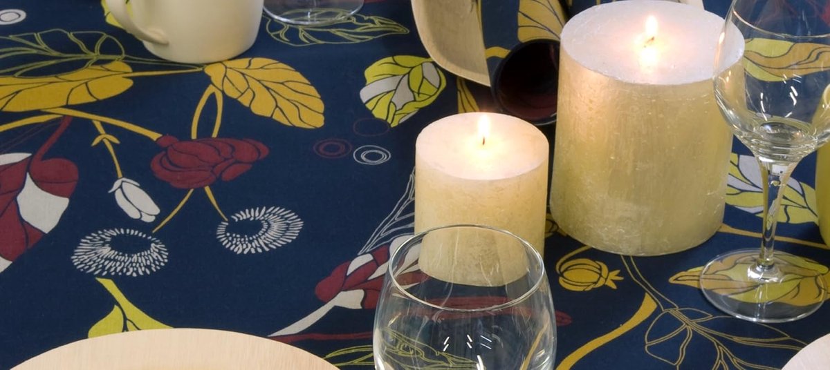 Tafelkleed Katoen Rechthoekig 60x108 cm - Herfstbladpatroon Blauw Groen Goud Bordeaux