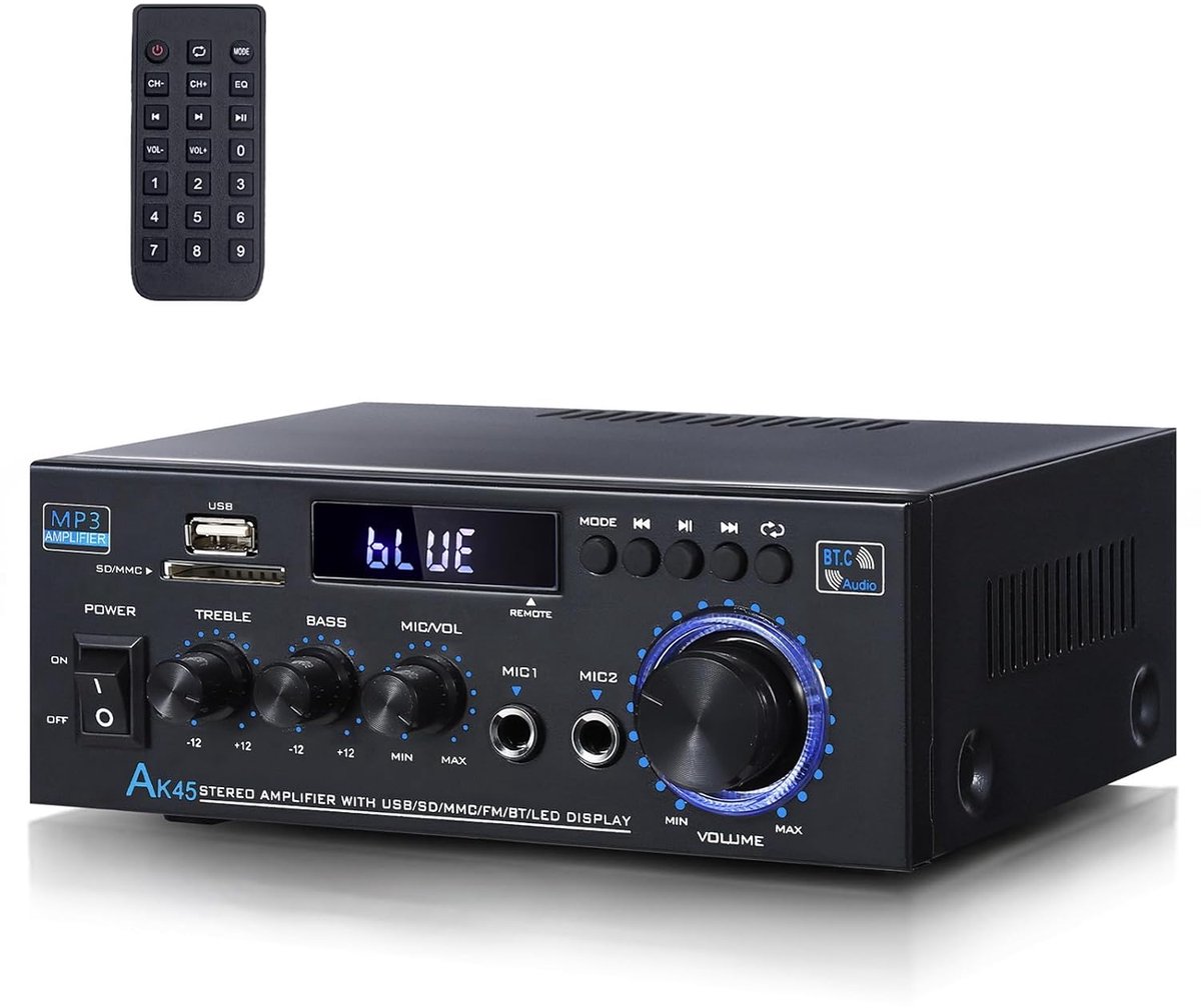 Audio Versterker - Stereo Ontvanger - Home Theater - Draadloze Bluetooth 5.0 - 2 Kanaals 350Wx2 - Zwart