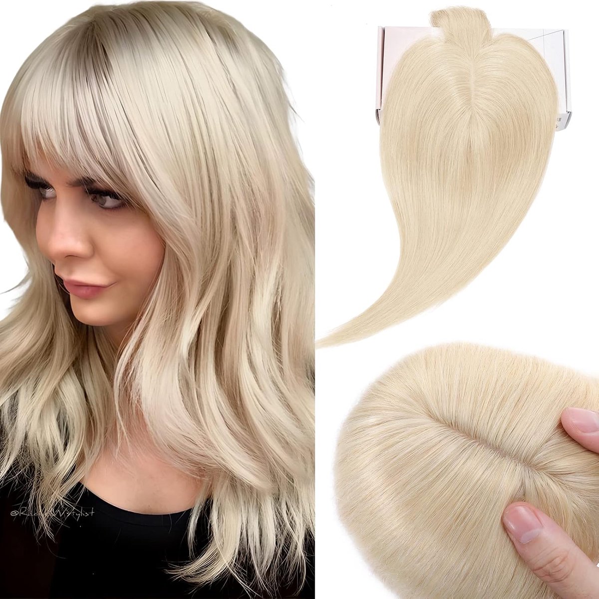 Haartopper met Pony 100% Echt Remy Haar Clip-In Verdichting voor Dames