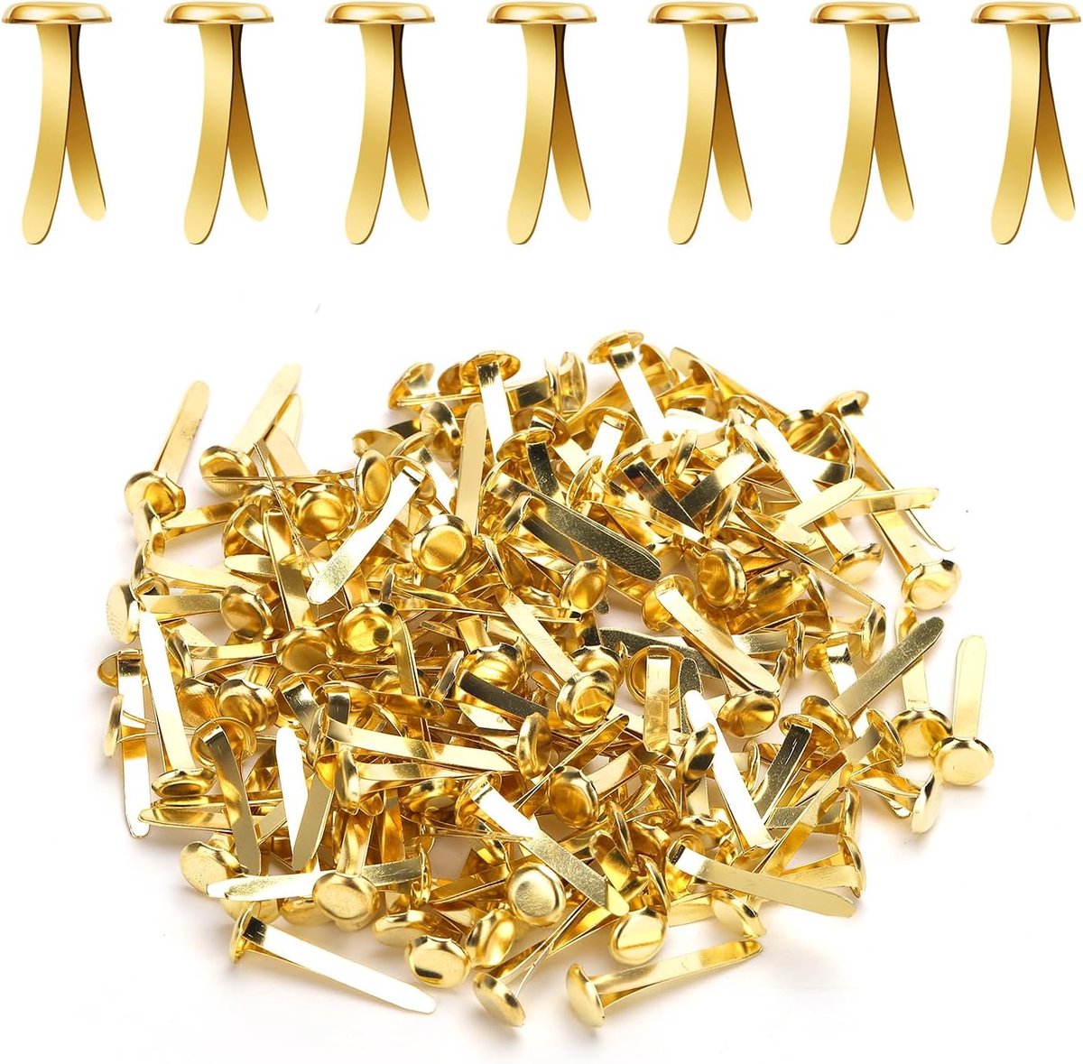 Metalen Papierbevestigingen - Mini-Brads Splitpennen - Knutselen en Organiseren - Ronde Hoofd Ontwerp - 8x20mm - Goud
