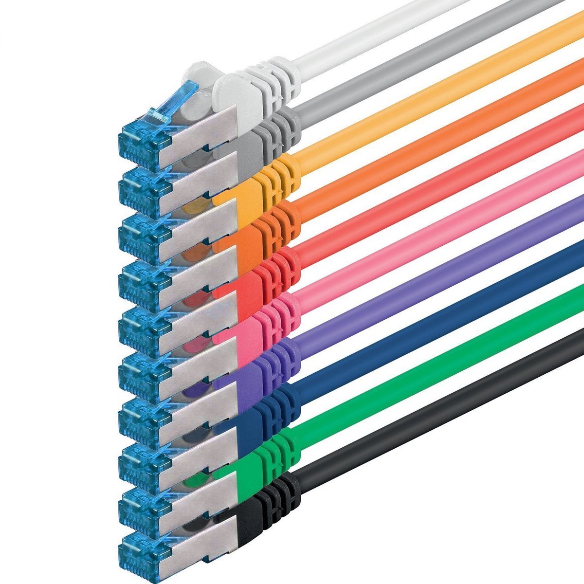 Image of 10x 2 Meter CAT6A Netwerkkabel Ethernetkabel LAN Patchkabel SFTP 10 Gbit/s - 10 Kleuren