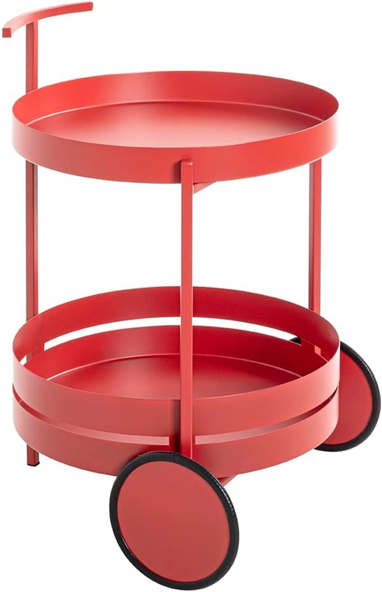 Moderne Metalen Serveerwagen Rood - Trolley Barwagen met Wielen