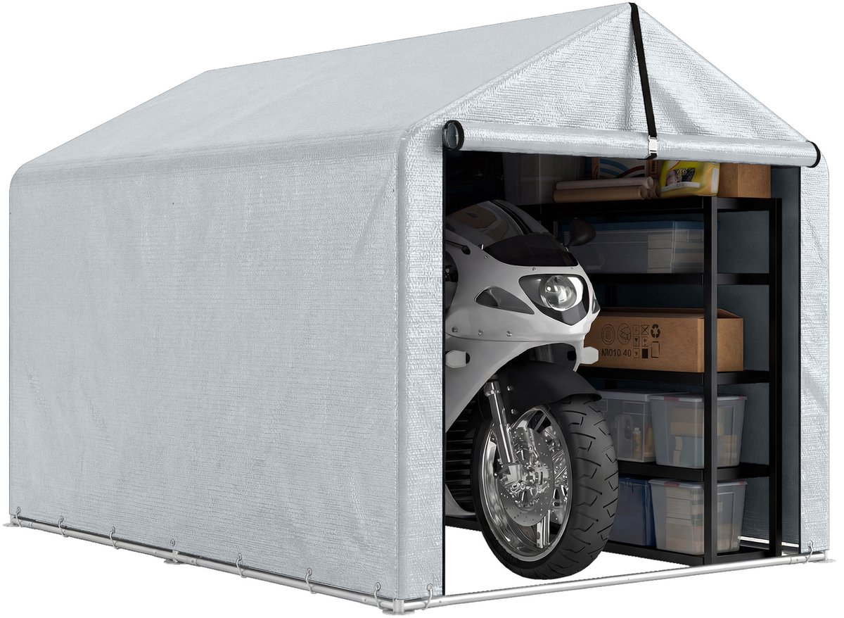 Outsunny Tuinopbergtent - PE, gegalvaniseerd staal - 162 x 221,5 x 163 cm - Lichtgrijs