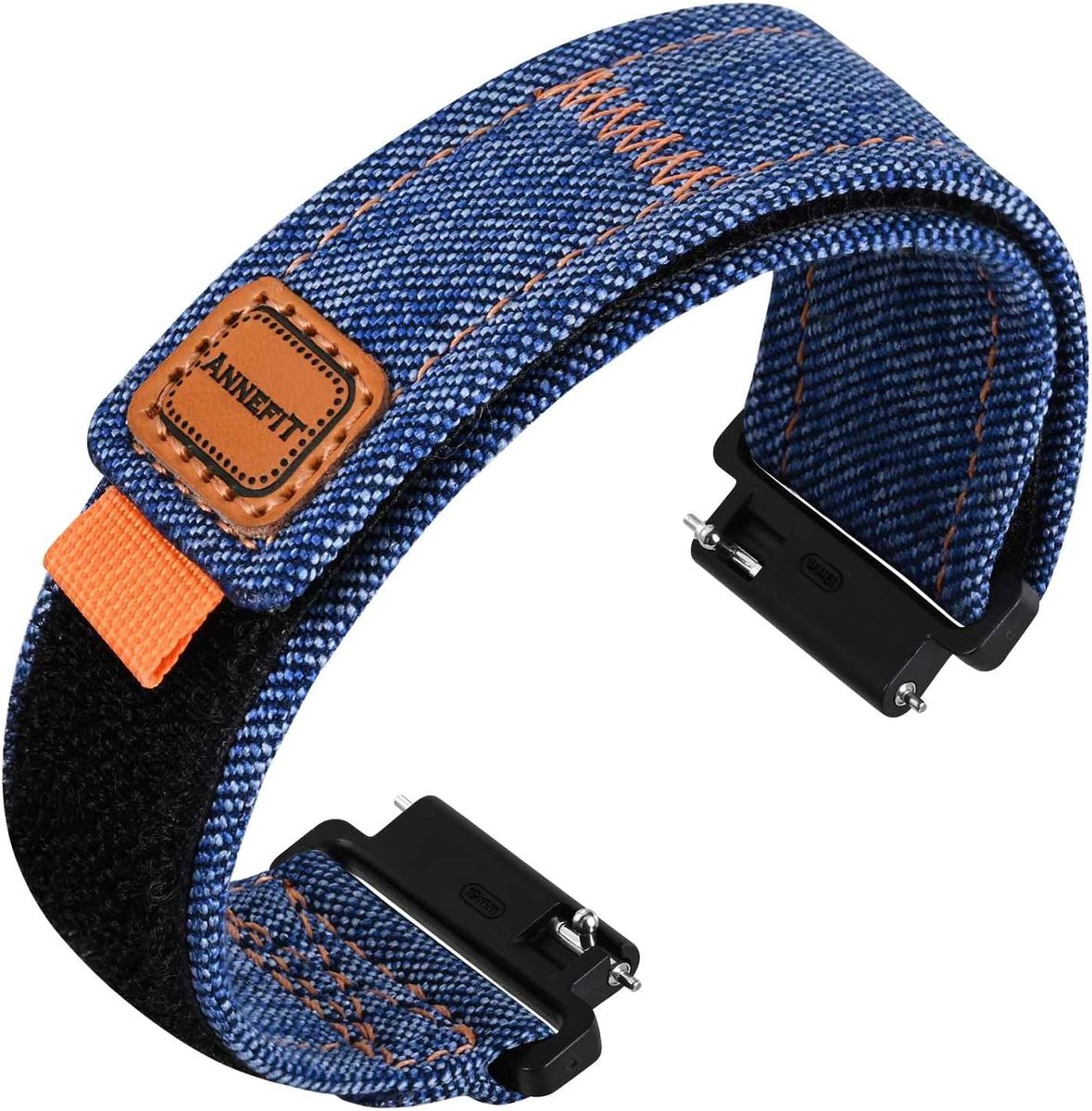 Comfortabele Denim Horlogeband van Stof met Klittenbandsluiting | Snelwisselsluiting | 16 t-m 24 mm