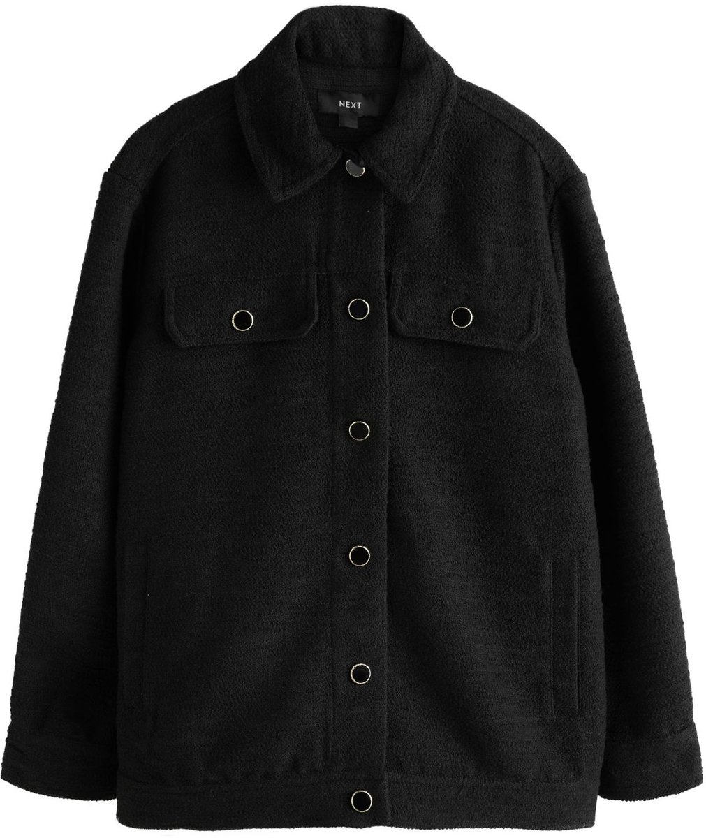 Next - Dames - Bouclé-shacket - Zwart