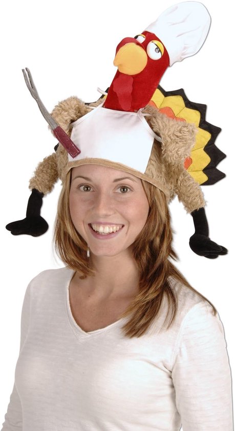 Grappige Pluche Kalkoen Hoed met Koksmuts voor Feestjes en Thanksgiving