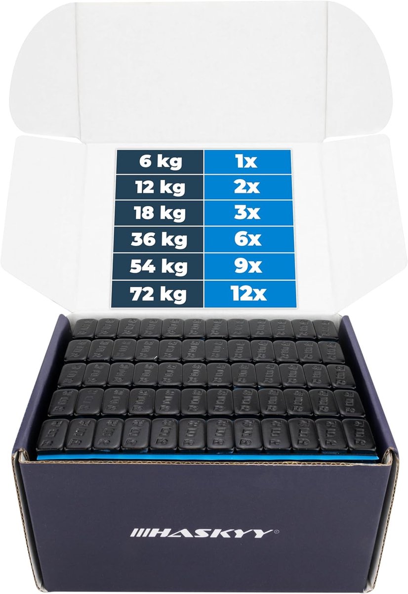 Zwarte Balanceergewichten Set 6 kg 12 x 5 gram Kleefgewichten voor Velgen