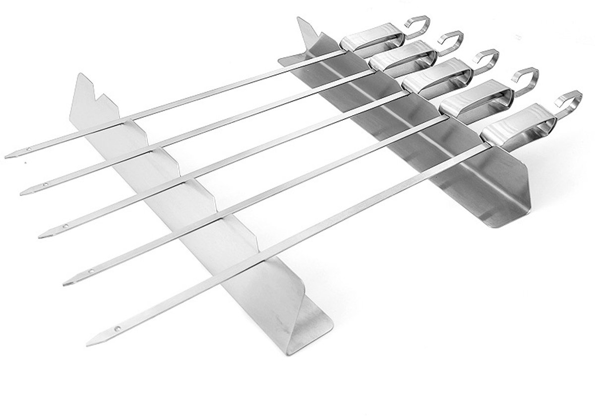 Roestvrijstalen spiesen – BBQ-spiesen – BBQ-accessoires – Gasbarbecues – Barbecue – 41 x 1,7 cm