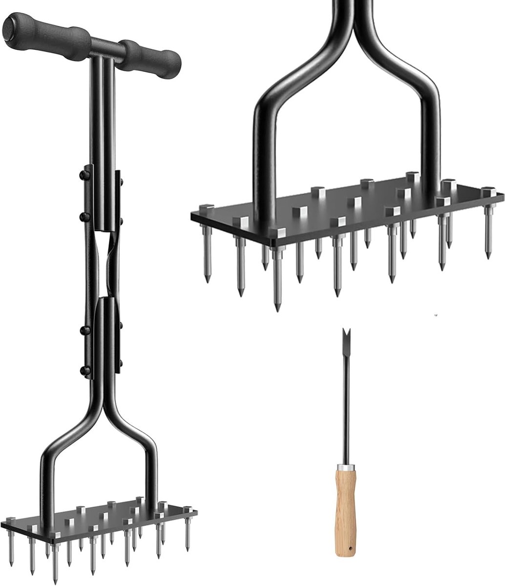 Gazonbeluchter Handgereedschap - Grondverluchter Tuin - Gazononderhoud Verbeteren - Grote Rechthoekige Basis - 834 x 324 cm - Zwart