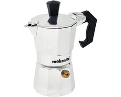 Espressokoker Moka - Koffiezetter Fornuis - Authentieke Espresso - Handvat Bescherming - 1/2 Kop - Grijs