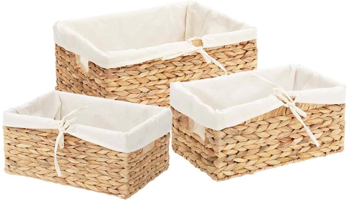 vidaXL - Opbergmanden - 3 - pcs - Naturel - Waterhyacint