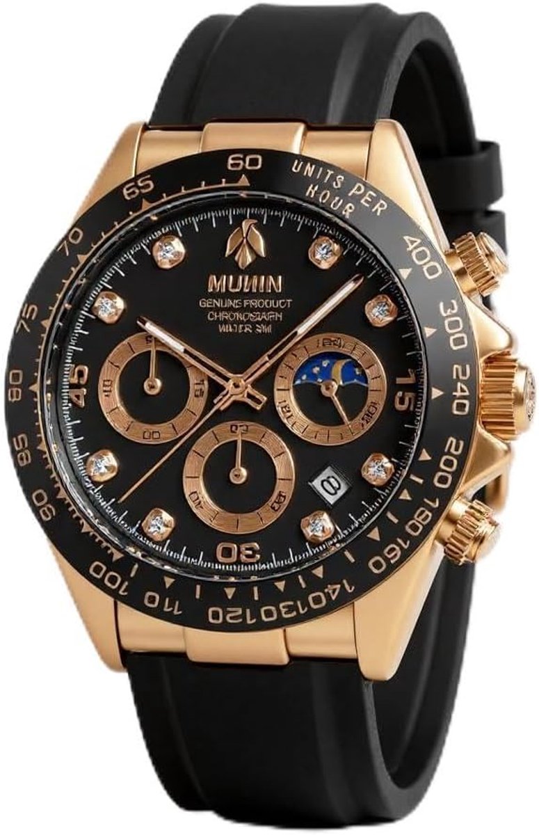Elegante Herenhorloge met Chronograaf en Rubberen Band