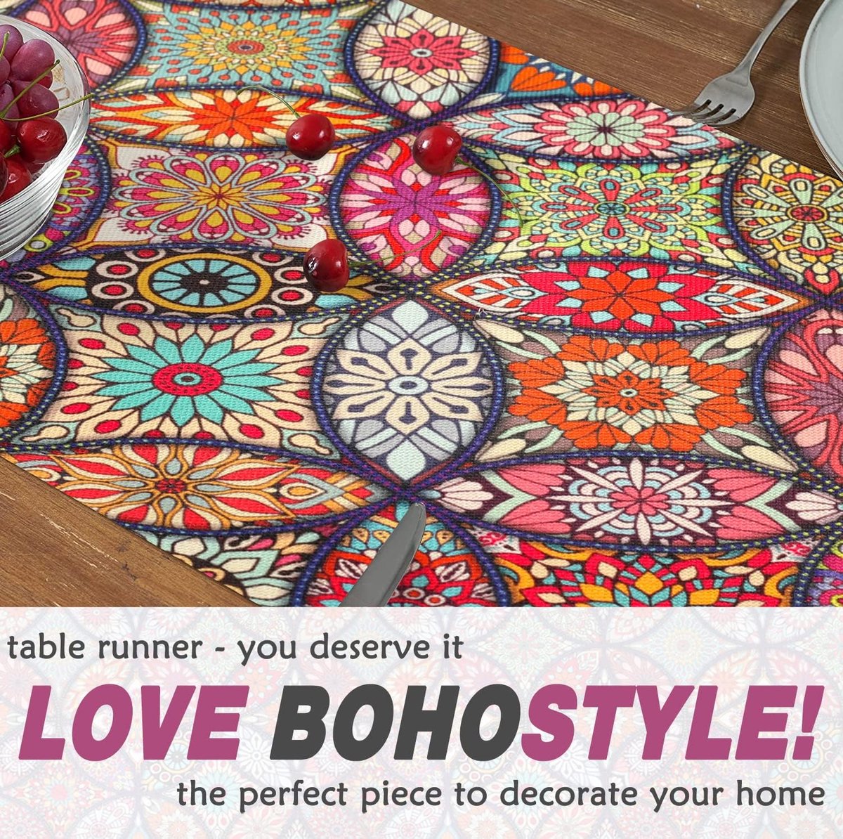 Boho Tafelloper Linnenlook Wasbaar voor Eetkamer en Feestdecoratie