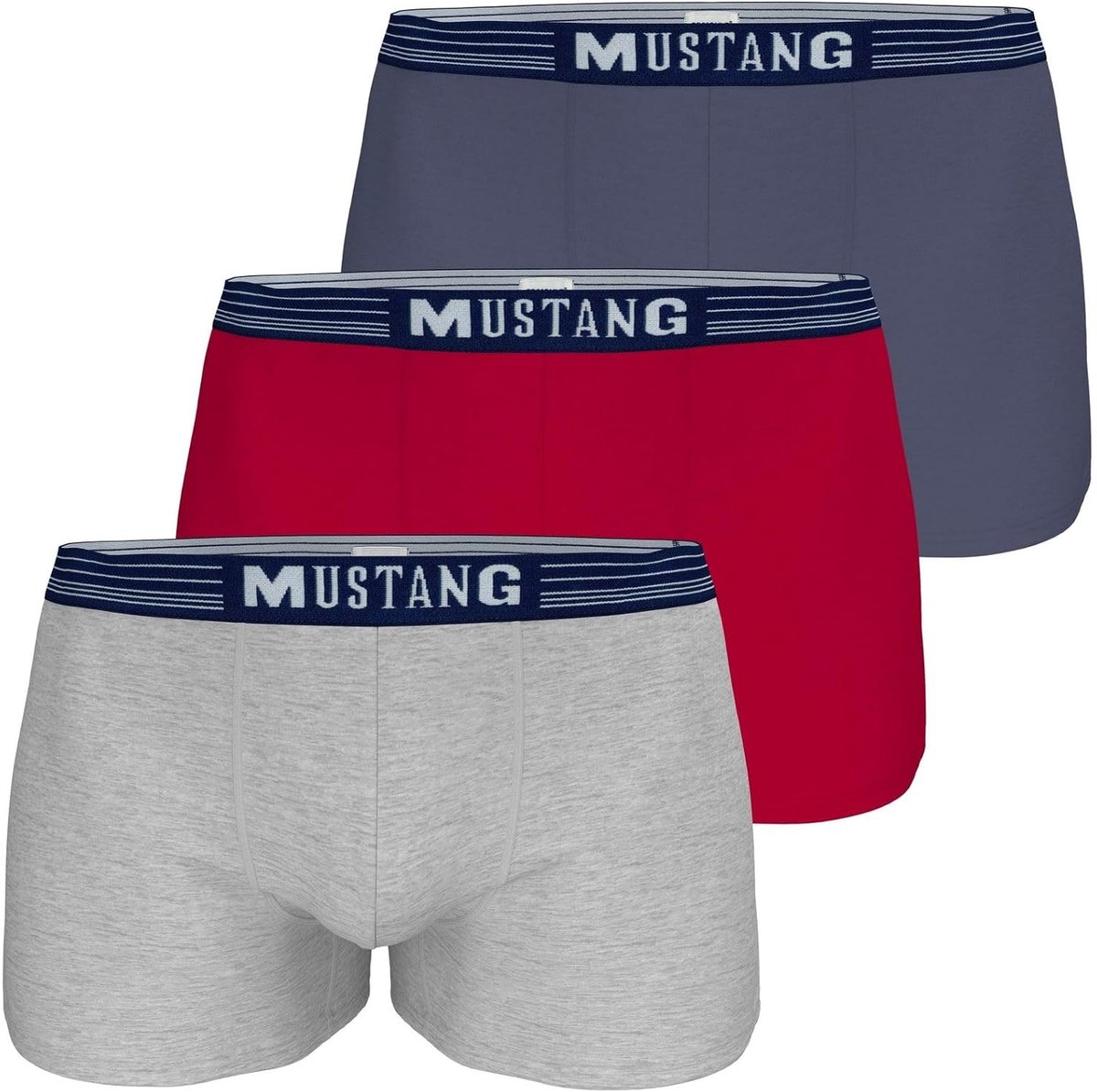 3-Pack Heren Boxershorts Katoen - Comfortabele Onderbroeken in Blauw, Grijs en Rood - Maat XL