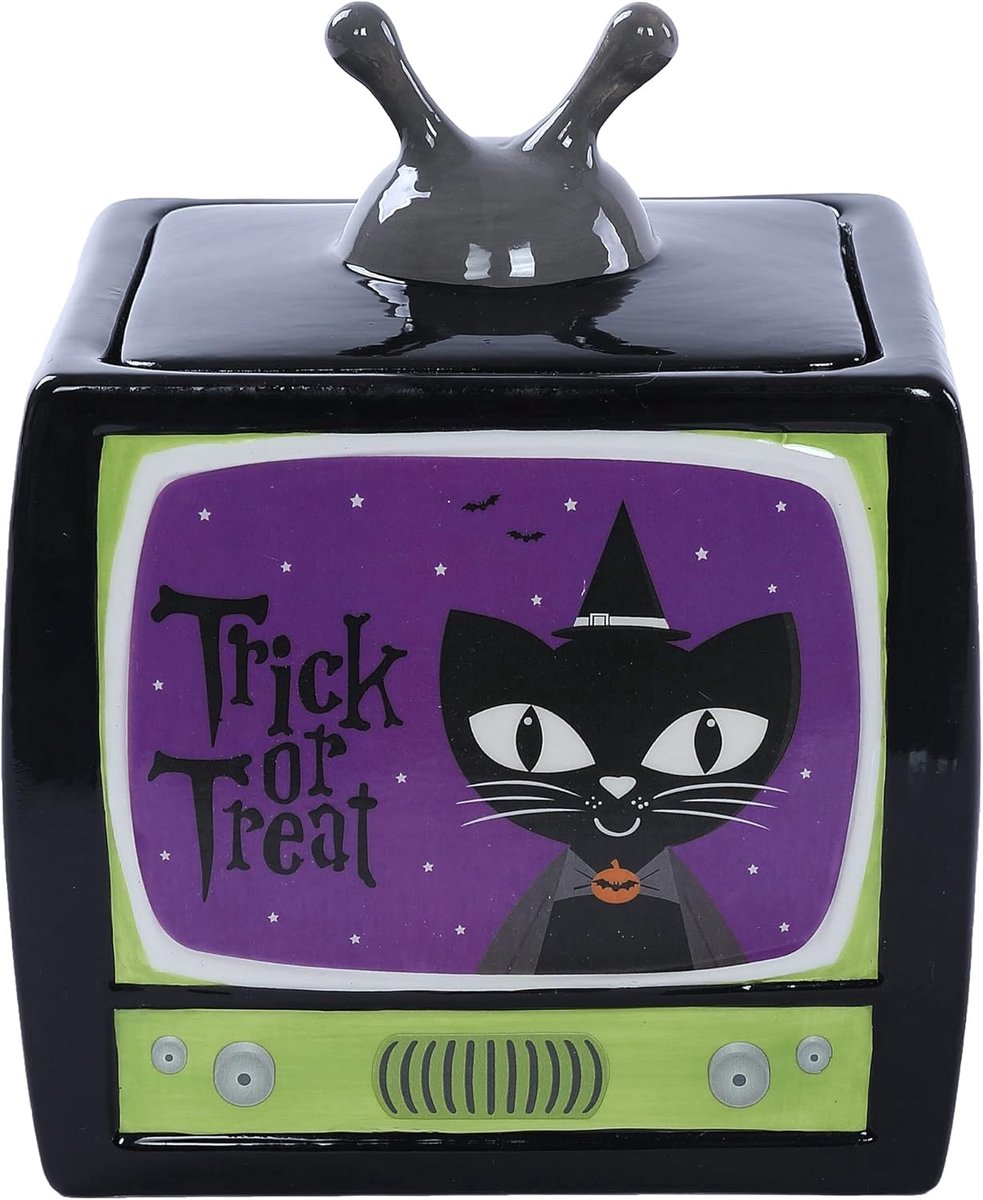 Keramische Koekjespot Halloween Thema Vintage Televisie - Trick or Treat Opslag