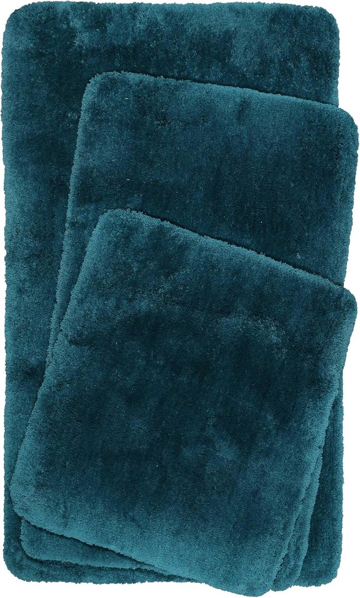 Extra Grote Badmat 80x150 cm Pluizig Zacht Petrol Turquoise Antislip & Wasbaar