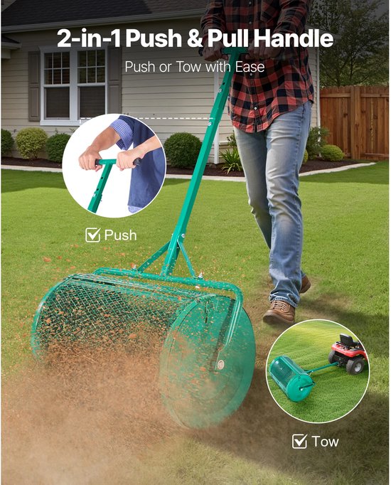 Eszenzics™ Compostverdeler Pro XL - 67 cm wals - Ø40cm - 84 liter - 4x instelbare steellengte - Robuust staal - Compost, zand, graszaad, meststof, bodemaanpassingen van Merkloos	 — afbeelding 3