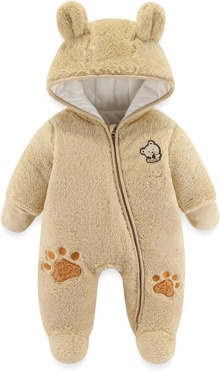 Warme Baby Sneeuwpak Winter Overall met Capuchon voor Meisjes en Jongens (0-12 Mnd)