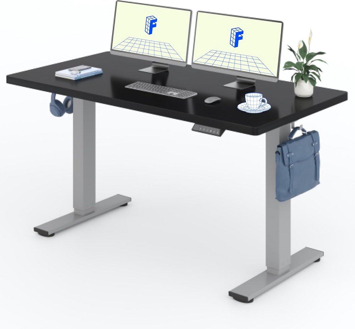 In hoogte verstelbaar bureau 140x80 cm - Ergonomisch zit-sta bureau met één tafelblad