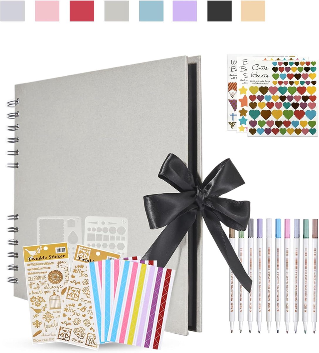 DIY Fotoalbum Grijs 80 Pagina's - Zelf Ontwerpen Scrapbook voor Cadeaus