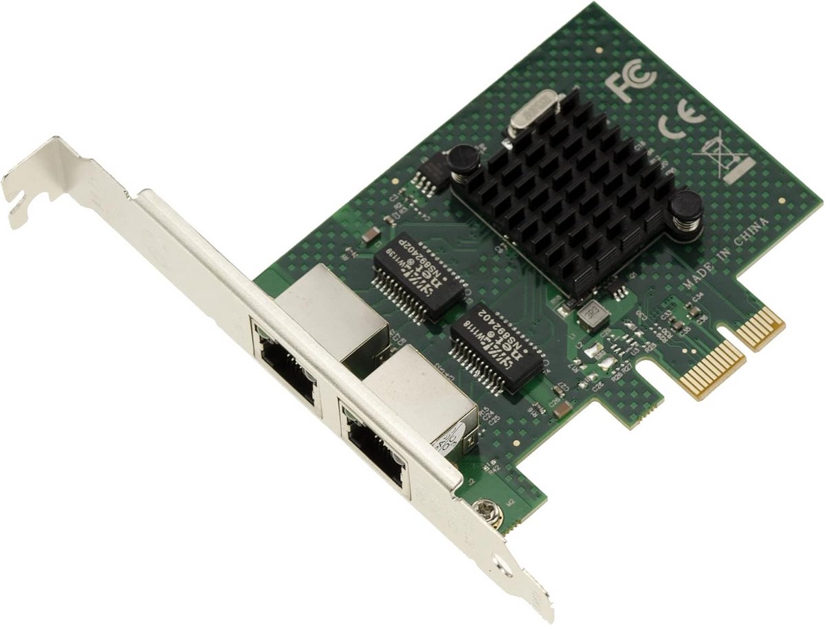 Dual Gigabit Netwerkkaart PCIe x1 met 2x RJ45 Poorten voor Desktop en Server
