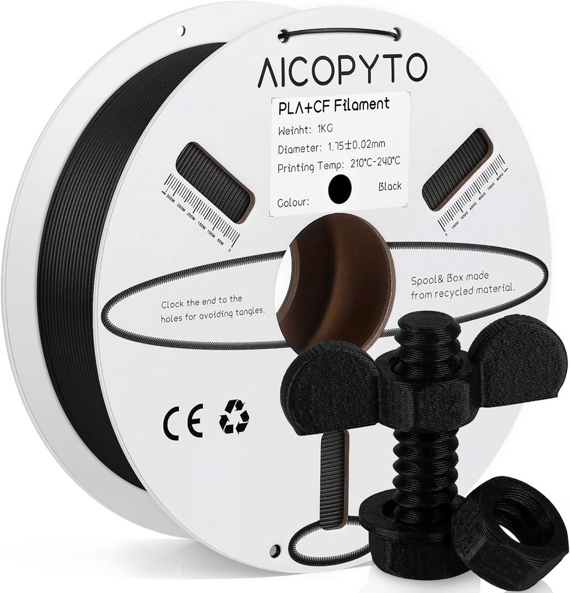 PLA Filament - 3D Print Materiaal - Modelbouw Printen - Versterkt Met Vezels - 1.75mm Spoel - Zwart
