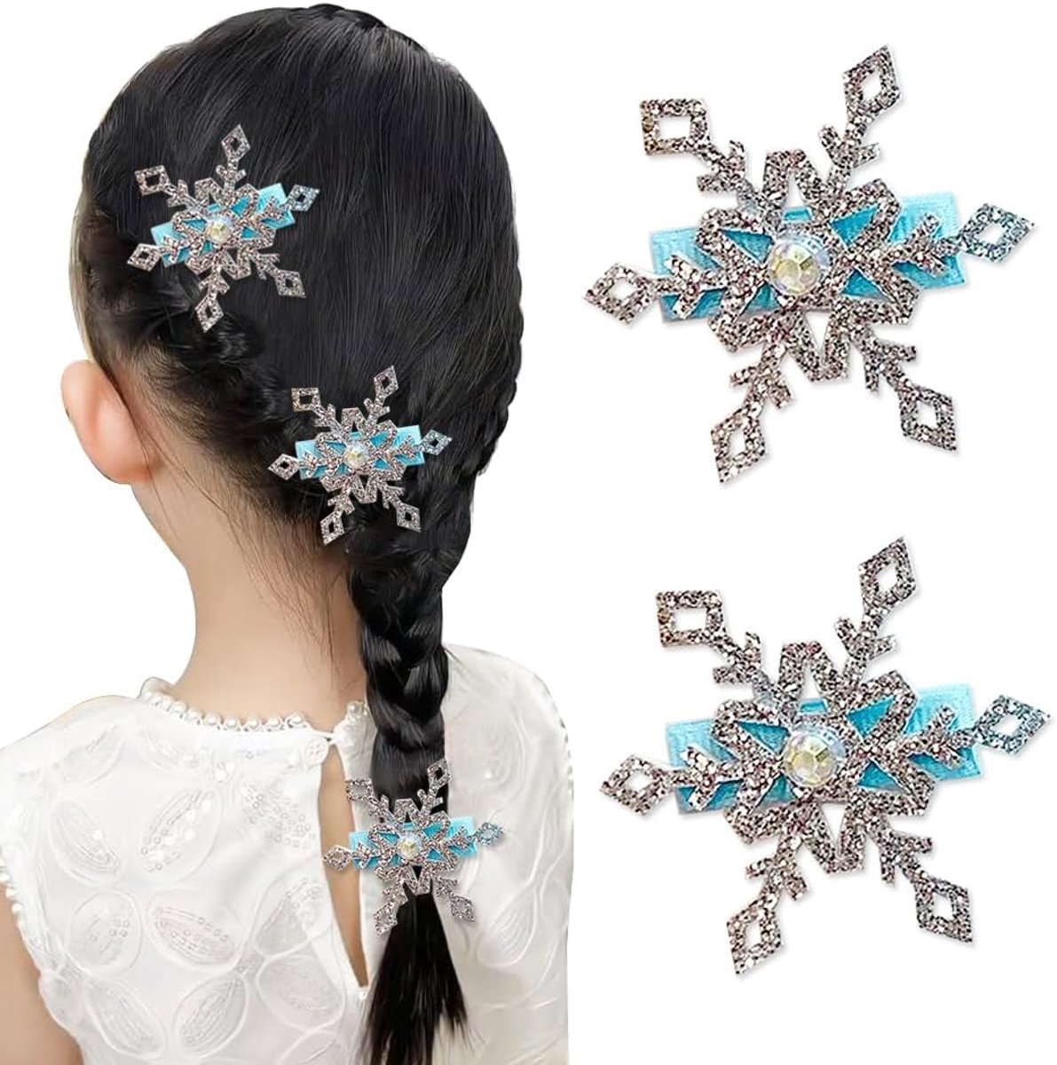 Set van 2 Luxe Sneeuwvlok Haarspeldjes voor Meisjes - Kerst & Winter Haaraccessoires