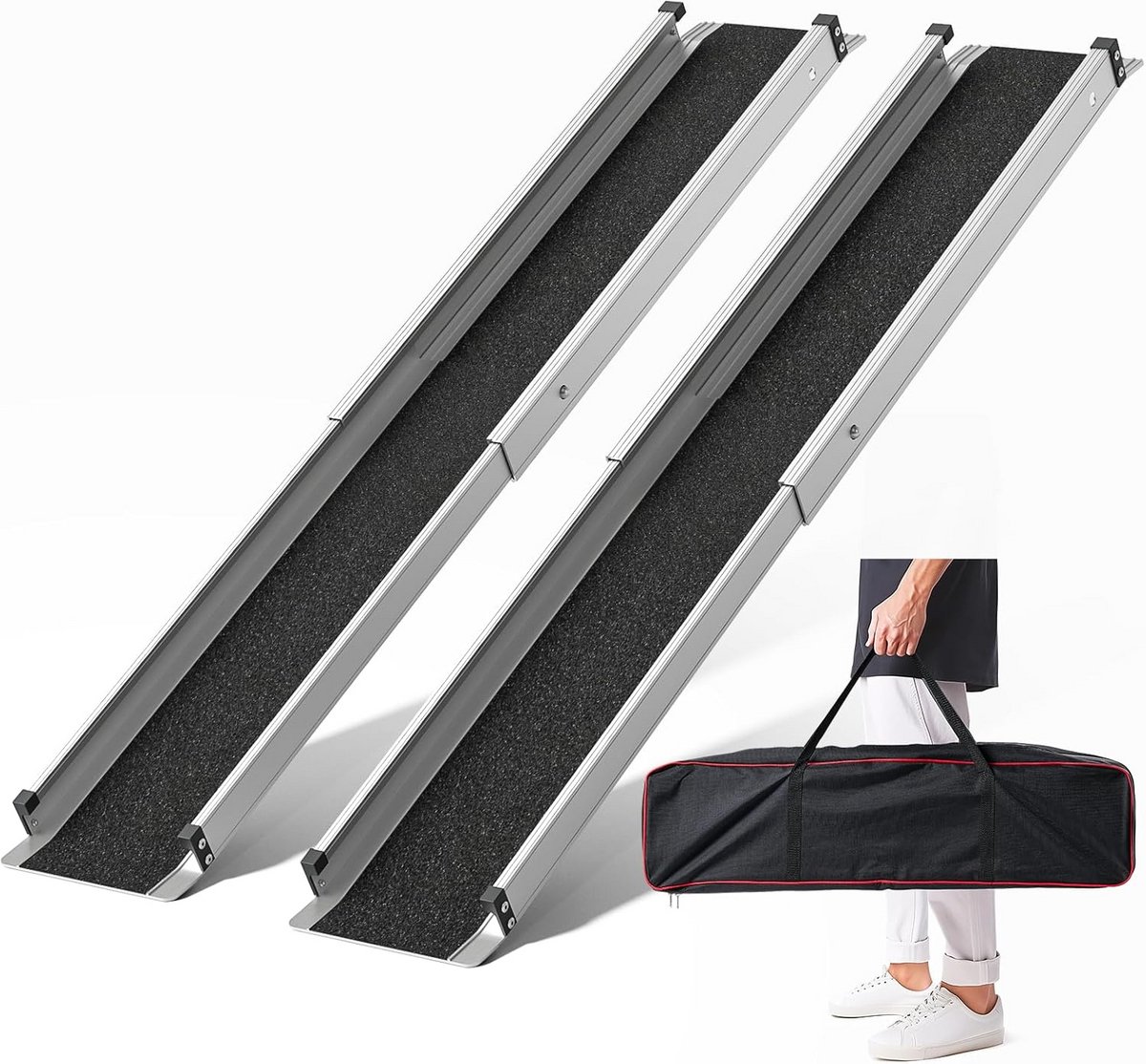 Opvouwbare Telescopische Aluminium Rolstoelhelling 122 cm voor Scooters en Trappen