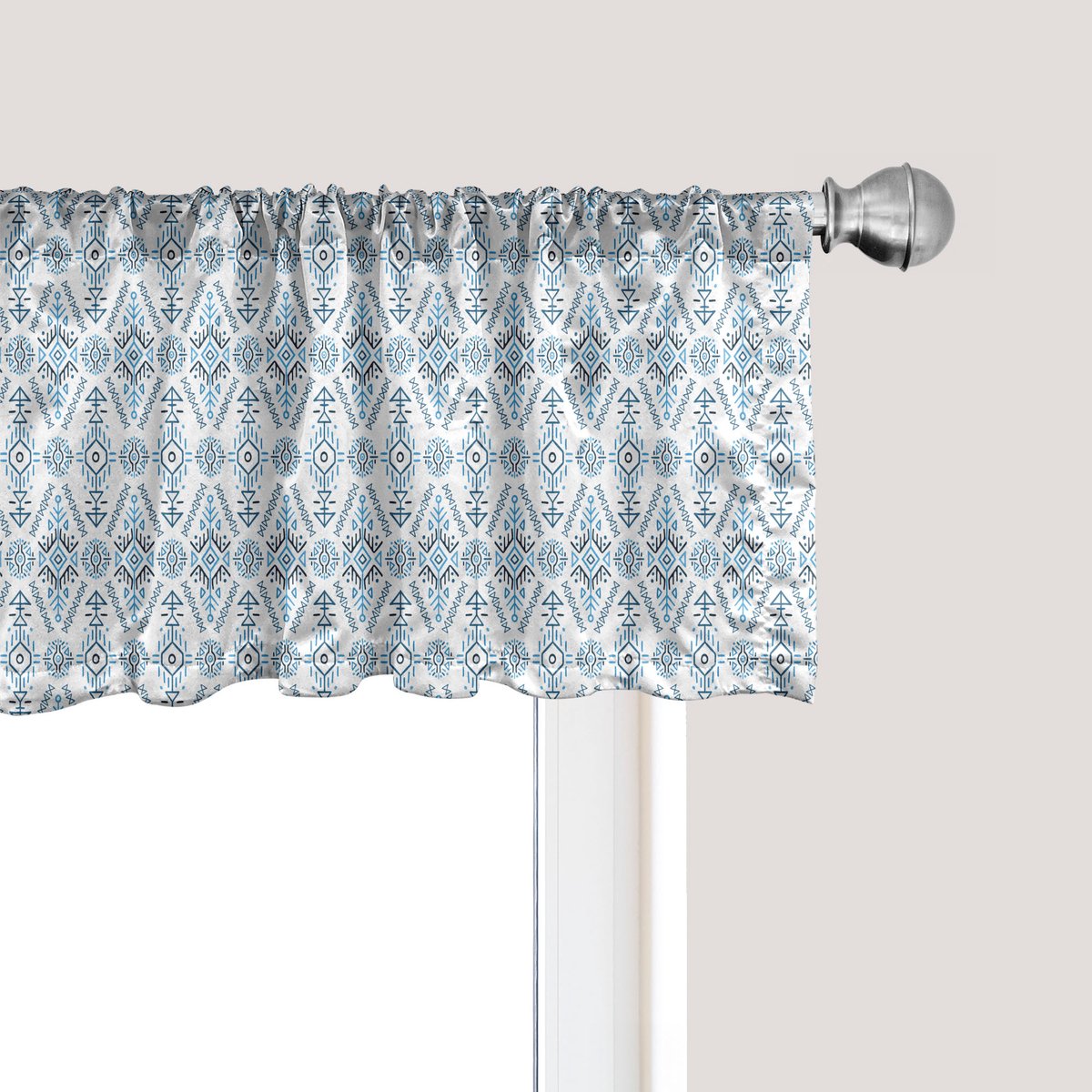 ABAKUHAUS Raamvalletje met pijlmotief, gordijnvalletje voor keuken en slaapkamer met tunnelzoom, 137 cm x 30 cm, Cadet Blue Deep Sky Blue