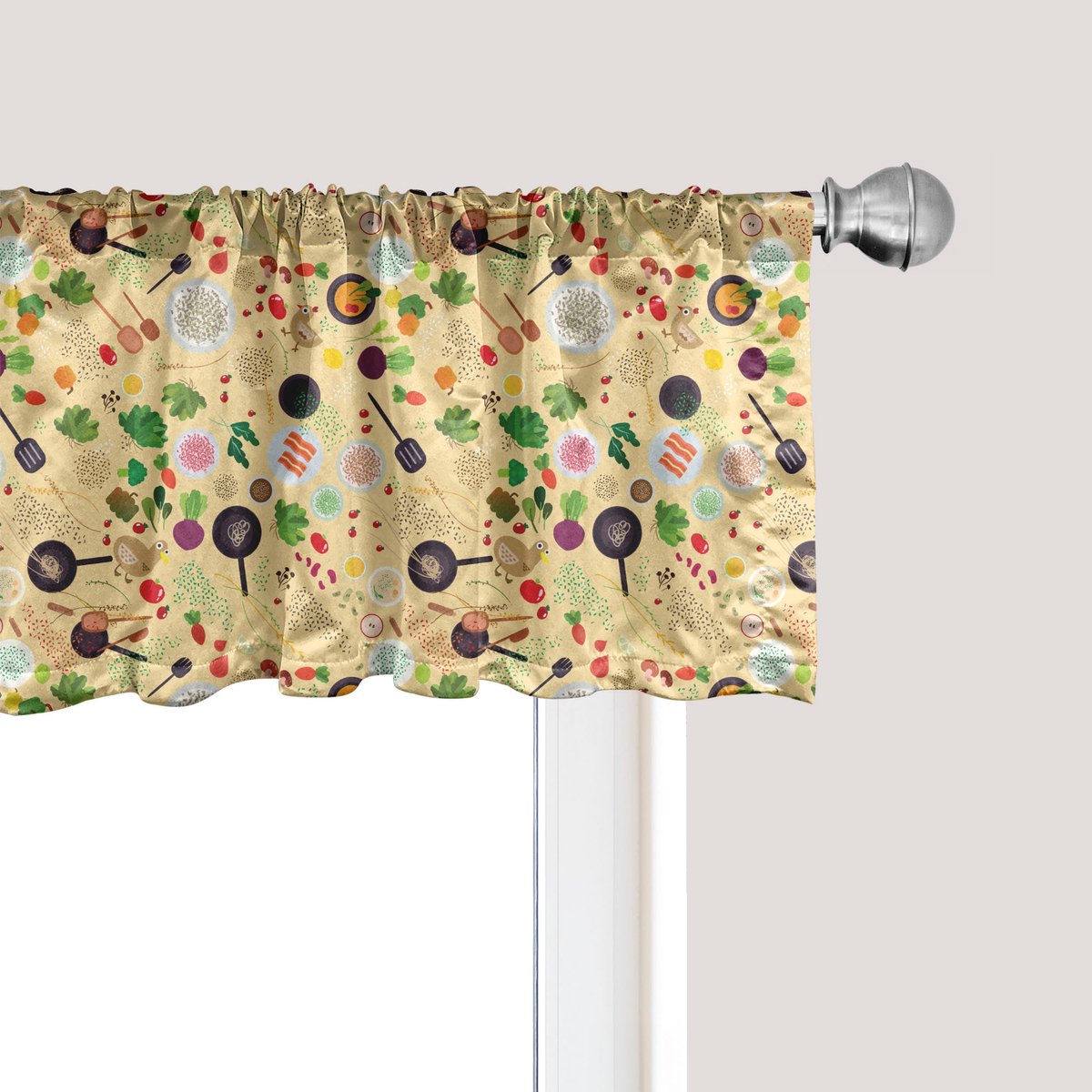ABAKUHAUS Groentegordijnvalletje, Gourmet Voedselgordijnvalletje voor Keuken en Slaapkamer met Tunnelzoom, 137 cm x 45 cm, Multicolor