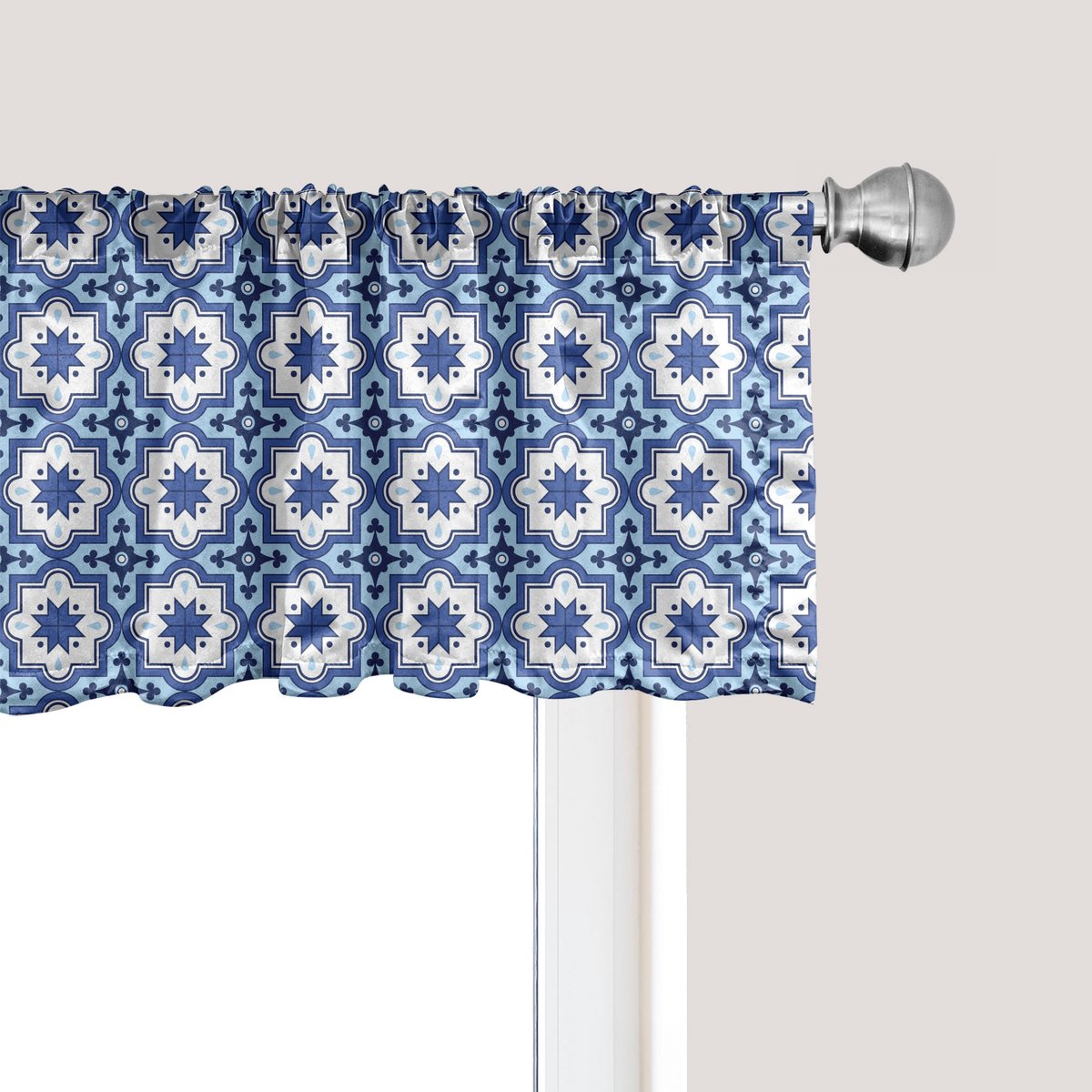 ABAKUHAUS Marineblauwe raamvalletje, gordijnvalletje voor keuken en slaapkamer met tunnelzoom, 137 cm x 45 cm, violetblauw lichtblauw